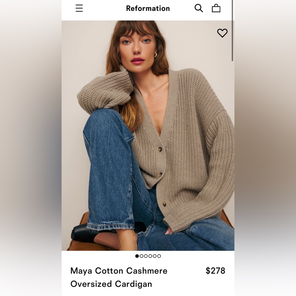 Reformation Maya Cotton Cashmere Oversized Cardigan